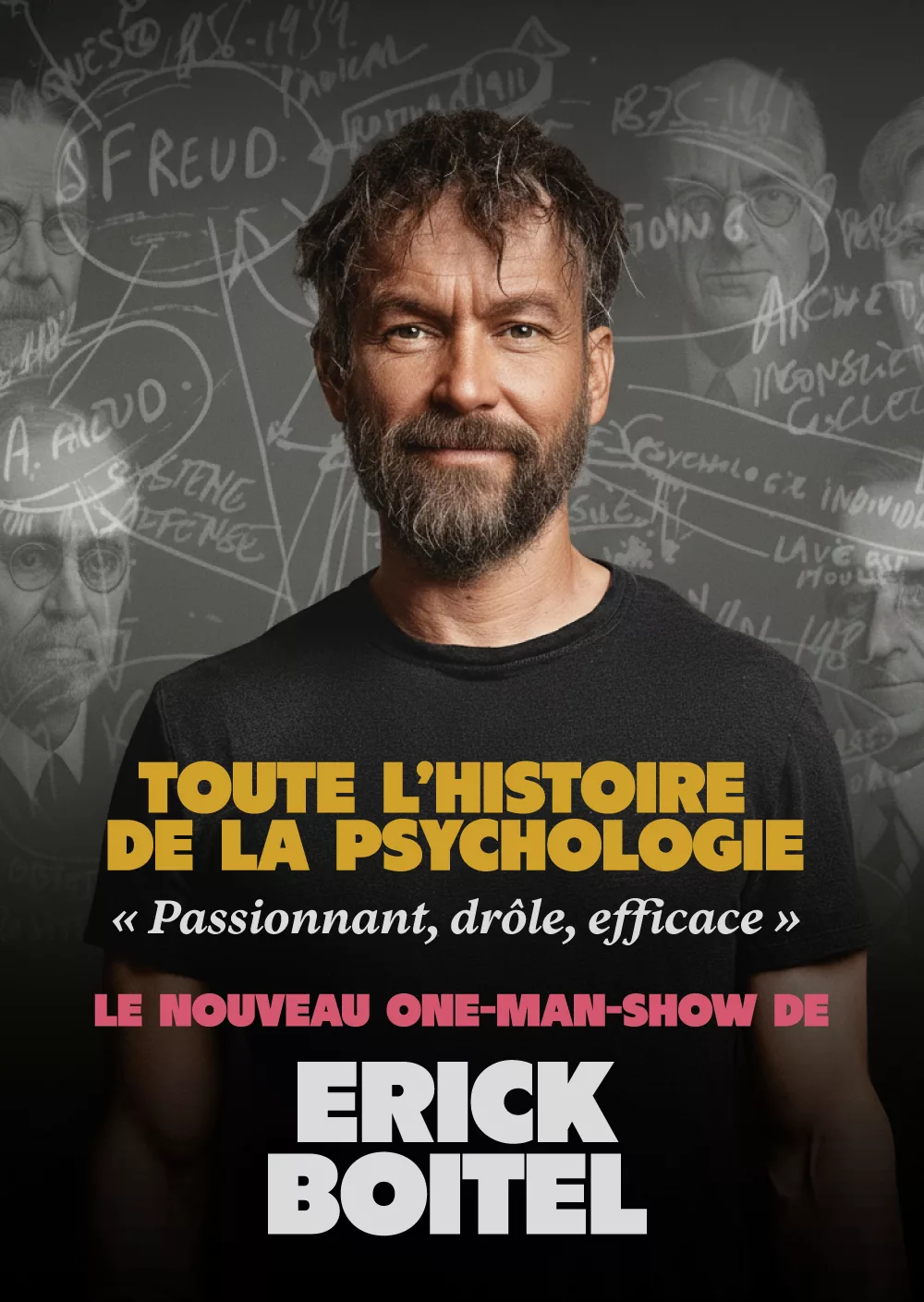 flyer_toute-l’histoire-de-la-psychologie-Erick-Boitel ONE MAN SHOW spectacle toute l'histoire de la psychologie